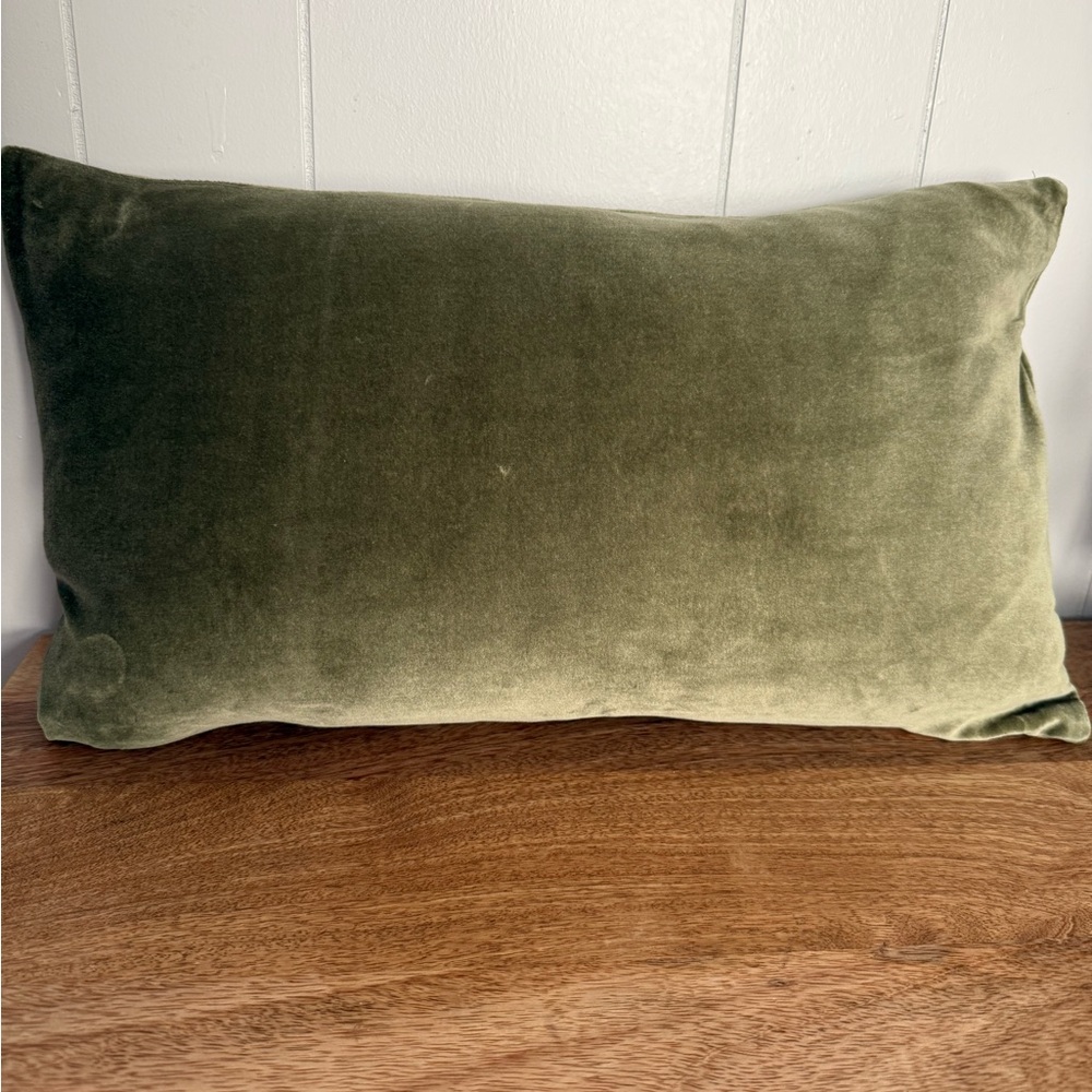 Quince Olive Green Velvet Lumbar Pillow Set of 2